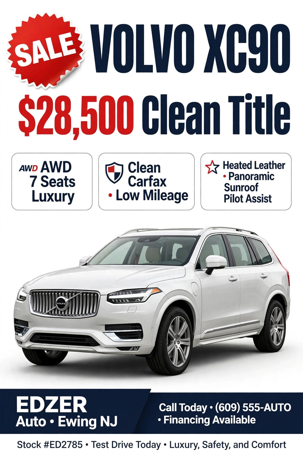 Volvo XC90 White- 2020 - AWD - LUXURY SUV - EDZER AUTO