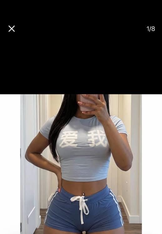 Baby Blue Japanese Graphic Crop Top + Sporty Shorts Set - Y2K Two Piece Lounge Set - EDZER Collection