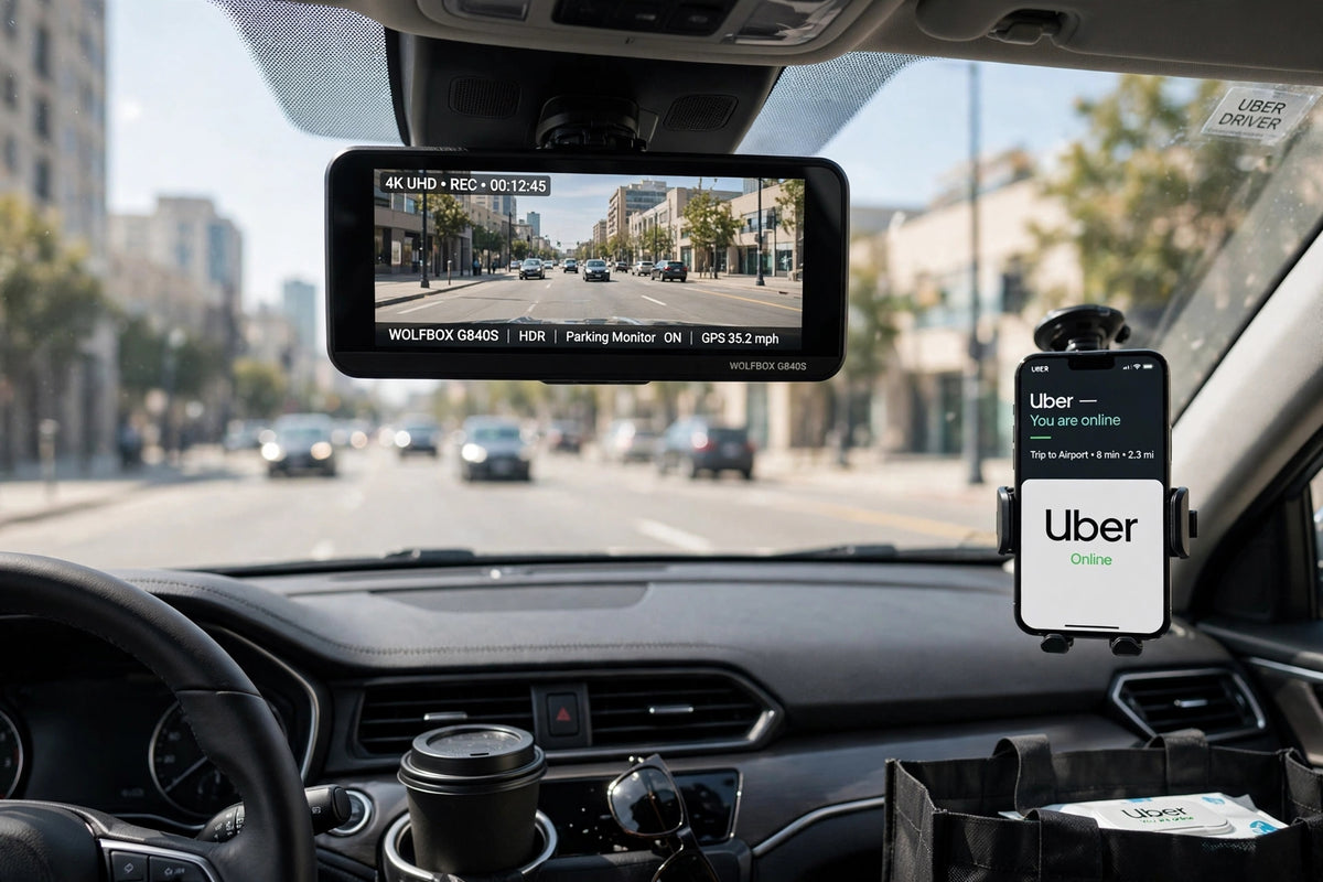 Wolfbox G840S 12" 4k Mirror Dash Cam- Backup Caméra 32GB + WiFi- front Rear - EDZER CUSTOM CO- AMAZON ' S Choice